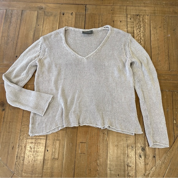 Wooden Ships Maui Chunky Knit Cotton Sweater Small Medium V-neck Beach Boho - Picture 2 of 9